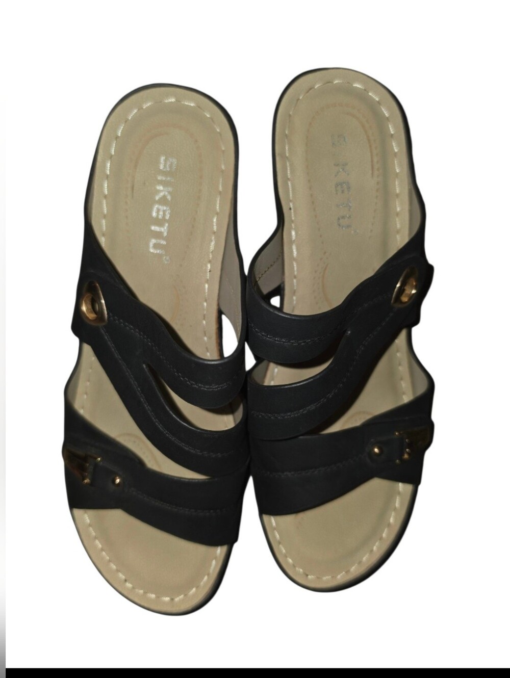 8/1/14. Siketu Women's Black Slide Sandals